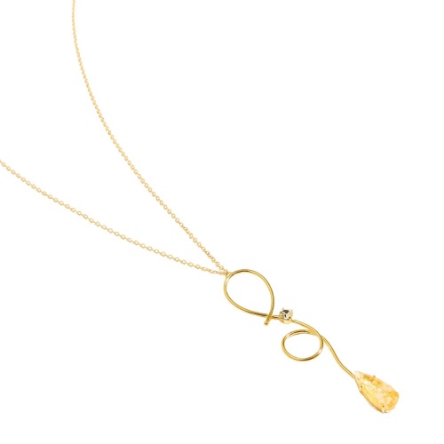Колье Catherine Bijoux, Amber flow, с кристаллами, CB26.1-5699AG желтый