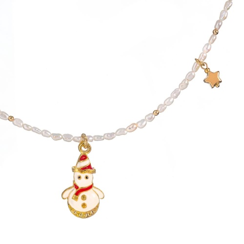 Колье Lanzerotti, Mustang, жемчуг, цветная эмаль, подвеска-снеговик, LZ-25.11-350 белый фото 2