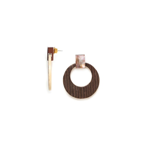 Серьги Nature Bijoux, Cosmos, тамариндовое дерево, шпон, перламутр, NB23.2-12-79093 коричневый фото 2