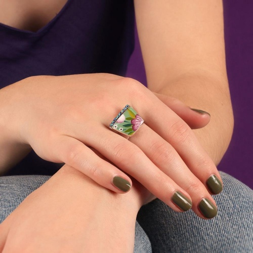 Кольцо TARATATA, Ciboulette, разъемное, с цветной смолой и стразами, TT-E24-08416-106 зеленый фото 5