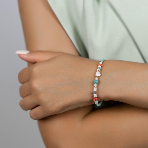Браслет Lanzerotti, Angelo, амазонит, коралл, перламутр, кристалл, LZ-26.08-283 бирюзовый фото 3