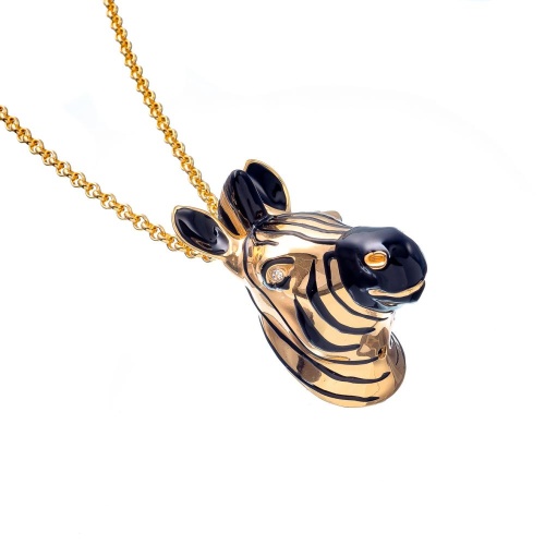 Колье Polina Firenze, зебра с кристаллами и эмалью, PF25.2-PE4290 золотистый фото 2