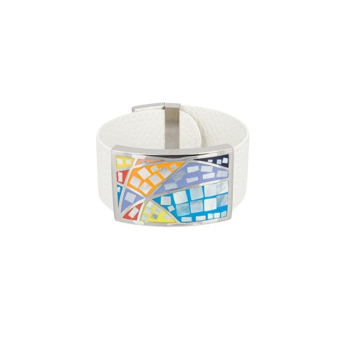 Браслет Fiore Luna на кожаном белом ремешке, CB01156-6 M/S
