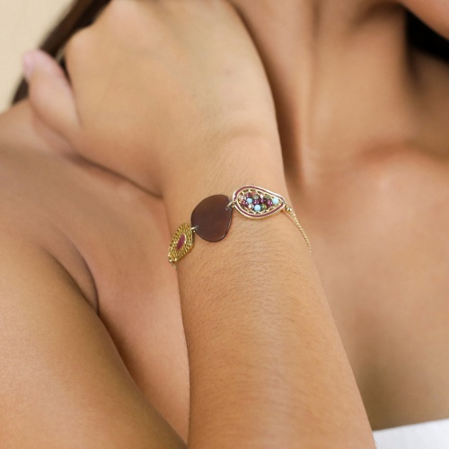 Браслет Franck Herval, Cassandra, перламутр,гранат,гематит, говлит, унакит, FH25.2-13-73072 бордовый фото 3