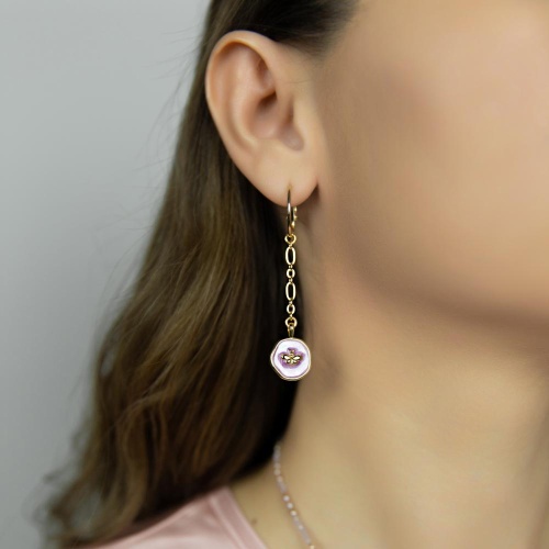 Серьги Lanzerotti, Iris, асимметрия, с аметистом и лепидолитом, LZ-26.03-084 сиреневый фото 3