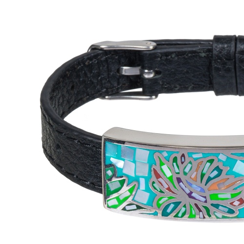 Браслет Fiore Luna на черном кожанном ремешке, CB03598-18A фото 3