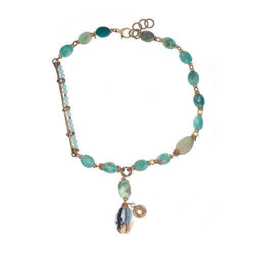 Колье Alcozer&J, с амазонитом, AL-C58BS22-R зеленый