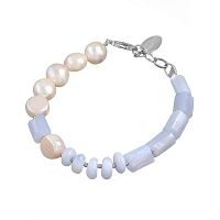 Браслет Lanzerotti, Costa Azzurra, с жемчугом и голубым агатом, LZ-26.04-138 голубой