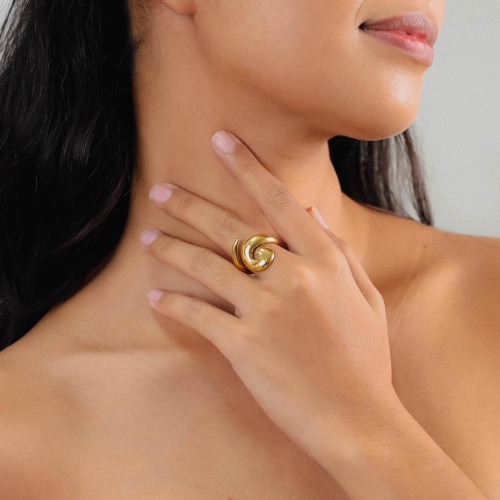 Кольцо ORI TAO, Bagyo, незамкнутое, тайфун, OT24.2-19-40416 золотистый фото 5