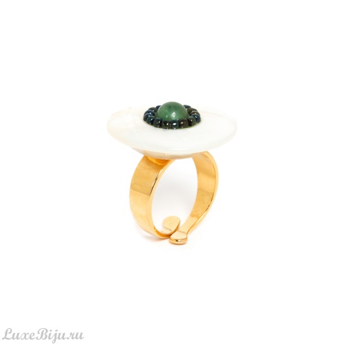 Кольцо Nature Bijoux, Papatea, разъемное,перламутр, авантюрин,бисер, NB22.1-19-24341 белый