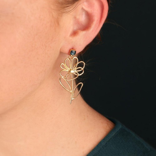 Серьги TARATATA, Esquisse, асимметрия, смола, слюдяной порошок, TT-H25-02909-204 золотистый фото 2