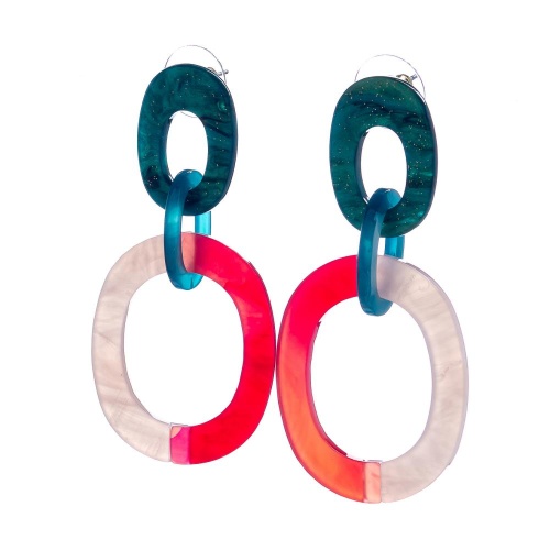 Серьги Moon Paris, Lorian, с акриловыми подвесками овальной формы, ML-23.03-022 красный