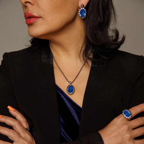 Колье Qudo TIVOLA UNICA big (S/P) Royal blue delite 3cm, 420683 фото 7