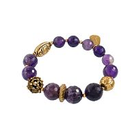 Браслет Alcozer&J, стрейч, с аметистом, AL-B38AN23-R фиолетовый