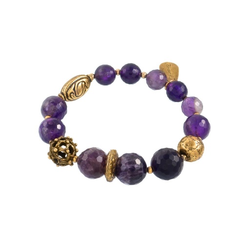 Браслет Alcozer&J, стрейч, с аметистом, AL-B38AN23-R фиолетовый