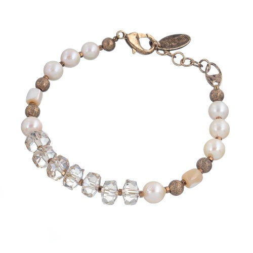 Браслет Lanzerotti, Pesca, жемчуг, перламутр, кристаллы, LZ-24.05-269 золотистый