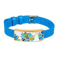 Браслет Fiore Luna на голубом кожанном ремешке, CB03599-26A