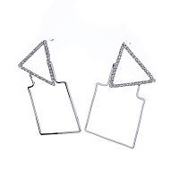 Серьги Moon Paris, Ringo, геометрия, с кристаллами, MR-22.03-046 серебристый