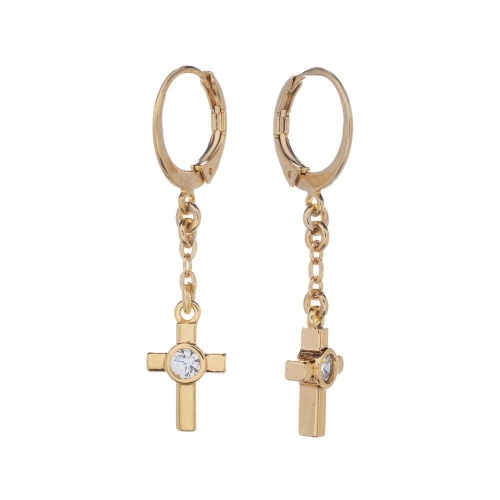 Серьги Lanzerotti, Splendore, с крестом и кристаллом, LZ-24.08-358 золотистый