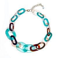 Колье Moon Paris, Lorian, с акриловыми звеньями овальной формы, ML-23.03-021 бирюзовый