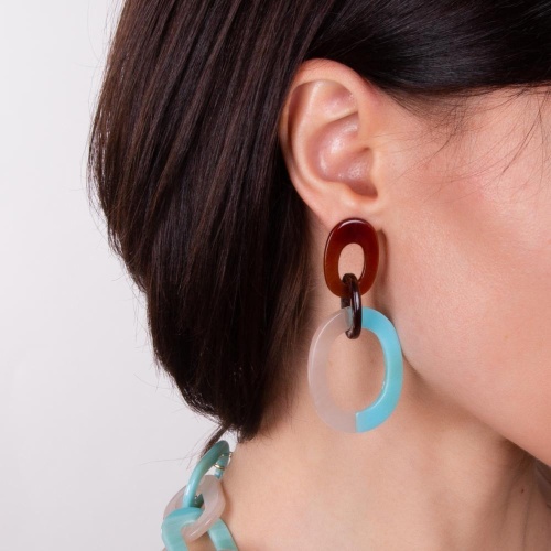 Серьги Moon Paris, Lorian, с акриловыми подвесками овальной формы, ML-23.03-022 бирюзовый фото 2