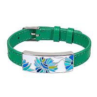 Браслет Fiore Luna на зеленом кожанном ремешке, CB03599-15A