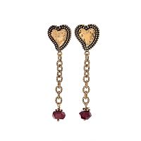 Серьги Alcozer&J, сердце с гранатом, AL2502-O48HI24 золотистый