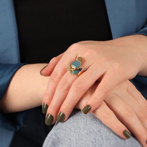 Кольцо TARATATA, Chardon bleu, разъемное, с цветной смолой, TT-H24-09411-204 синий фото 3