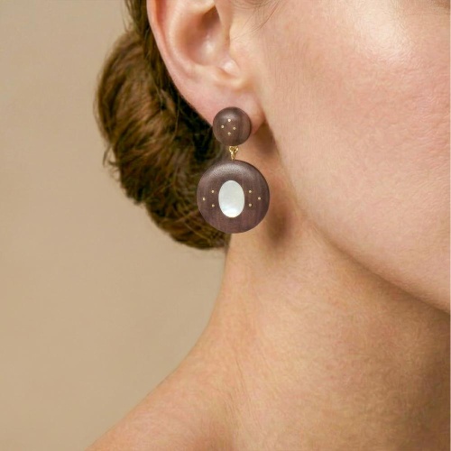 Серьги Nature Bijoux, Oman, древесина,перламутровая морская раковина, NB26.2-12-90796 коричневый фото 2