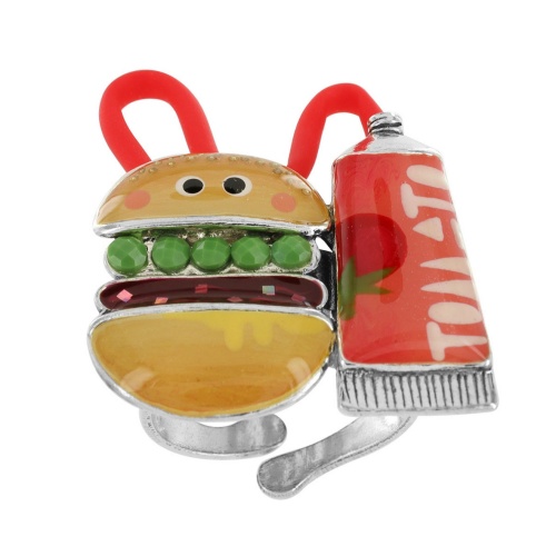 Кольцо TARATATA, Ketchup, разъемное,смола,блестки,микробусины,шнур, TT-W23-08421-10M серебристый фото 3