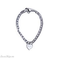 Колье Moon Paris, Valentine, 2 цепи, плоская цепь и цепь с сердцем, MVL-21.11-003 белый