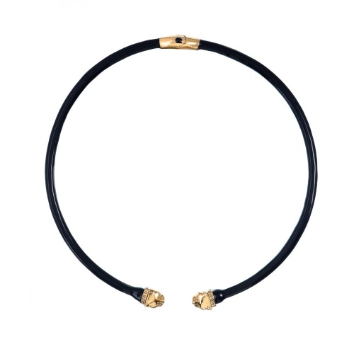 Колье Polina Firenze, гривна, пантера с кристаллами и эмалью, PF26.1-CL2181 золотистый