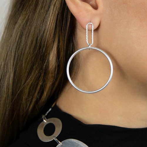 Серьги Dansk Copenhagen, Tempeste, с подвеской-кольцом, DNSK25.2-3C2507001 серебристый фото 2