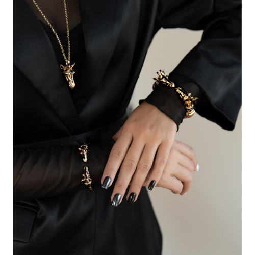 Браслет Polina Firenze, кафф, жираф с кристаллами и эмалью, PF25.2-BR4297 золотистый фото 3