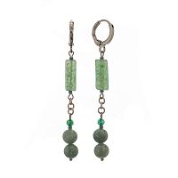 Серьги Lanzerotti, Ispirazione, жад, агат, цирконий, LZ-24.10-397 зеленый