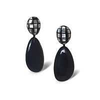 Серьги Nature Bijoux, Rivoli, с перламутровой мозайкой и рогом, NB26.2-12-90743 черный