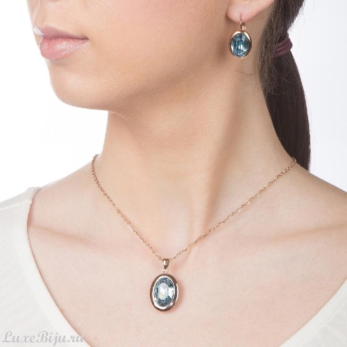 Серьги Qudo Tivola aquamarine 303017 BL/RG фото 2