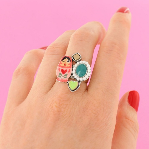 Кольцо TARATATA, Nanas, разъемное,со смолой,бусинами и гематитом, TT-W24-03418-10M серебристый фото 2