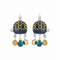 Серьги TARATATA, Galapagos, золотая краска, бусины гематита, нефрита, TT-E25-10796-104 синий
