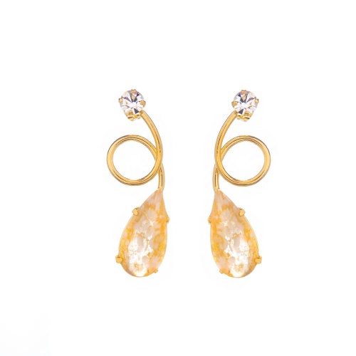 Серьги Catherine Bijoux, Amber flow, с кристаллами, CB26.1-5699FG желтый