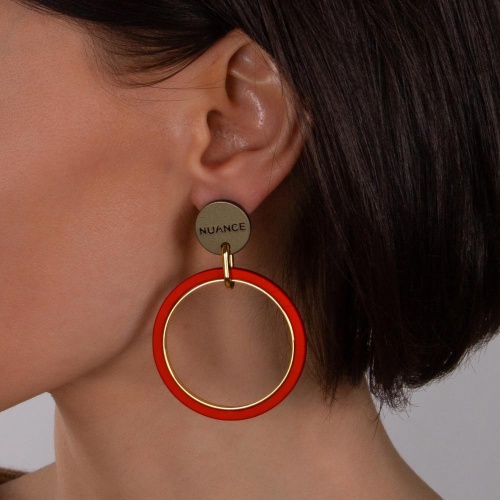 Серьги Nuance, Nuance, асимметричные, с кольцами, NFN-23.12-094 красный фото 3