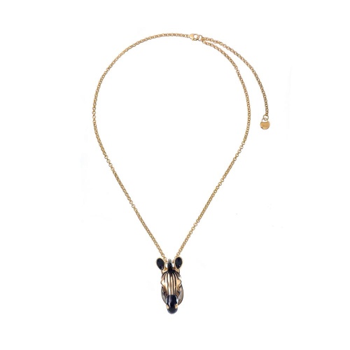 Колье Polina Firenze, зебра с кристаллами и эмалью, PF25.2-PE4290 золотистый