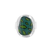 Кольцо TARATATA, Pas bouger!, разъемное, смола, слюдяной порошок, TT-W25-06412-107 зеленый