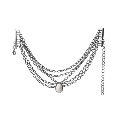 Колье Katerina Vassou, Upbeat, многослойное, с жемчугом, KV26.1-406066B серебристый