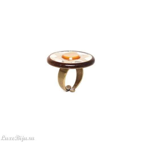 Кольцо Nature Bijoux, Isla cabana, разъемное, бамбук,смола,роблес,перламутр, NB23.1-19-24675 коричневый