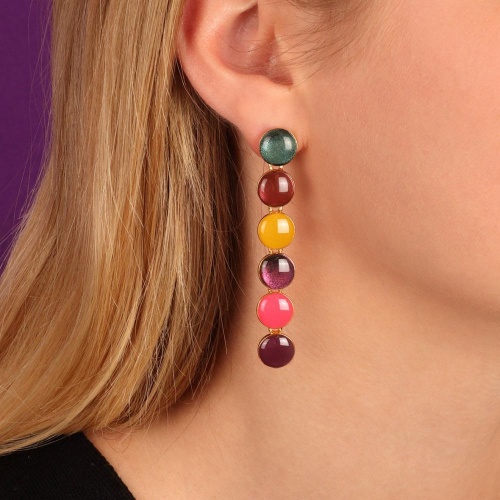 Серьги TARATATA, Electron, с цветной смолой и слюдяным порошком, TT-W23-03924-20M золотистый фото 4