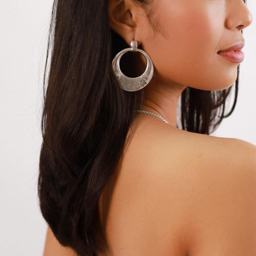 Серьги ORI TAO, Manta, с текстурой кожи ската, OT23.2-12-30793 серебристый фото 3