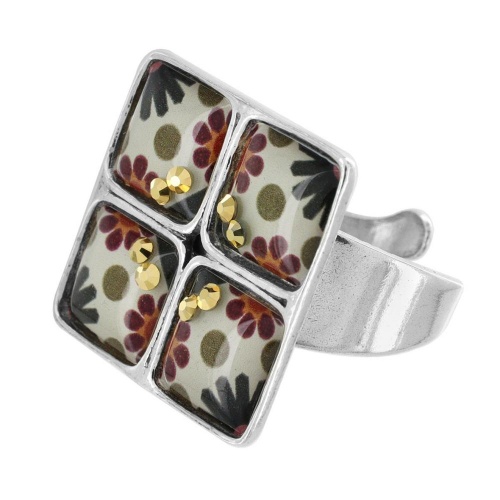 Кольцо TARATATA, Ceramik, разъемное, с цветной смолой и стразами, TT-W23-06429-10M серебристый фото 5