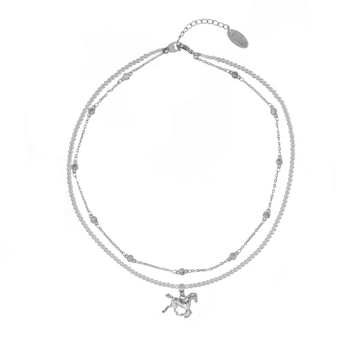 Колье Lanzerotti, Pianoforte, двойное, перламутр, кристаллы, лошадь, LZ-25.12-405 белый