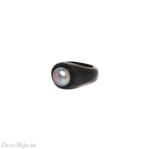 Кольцо Nature Bijoux, Blue pearl, из рога, с жемчугом, NB24.2-19-25145 черный, 17,5